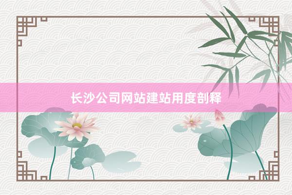 长沙公司网站建站用度剖释