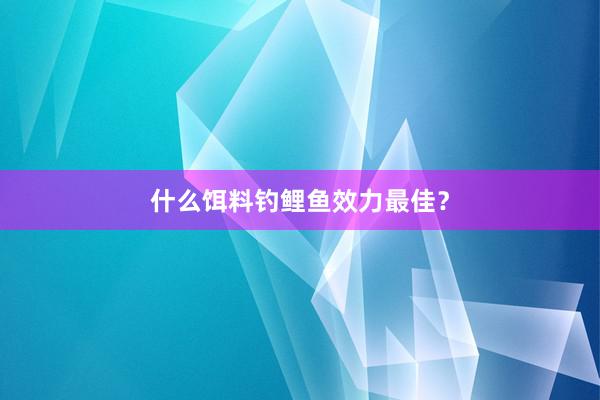 什么饵料钓鲤鱼效力最佳？